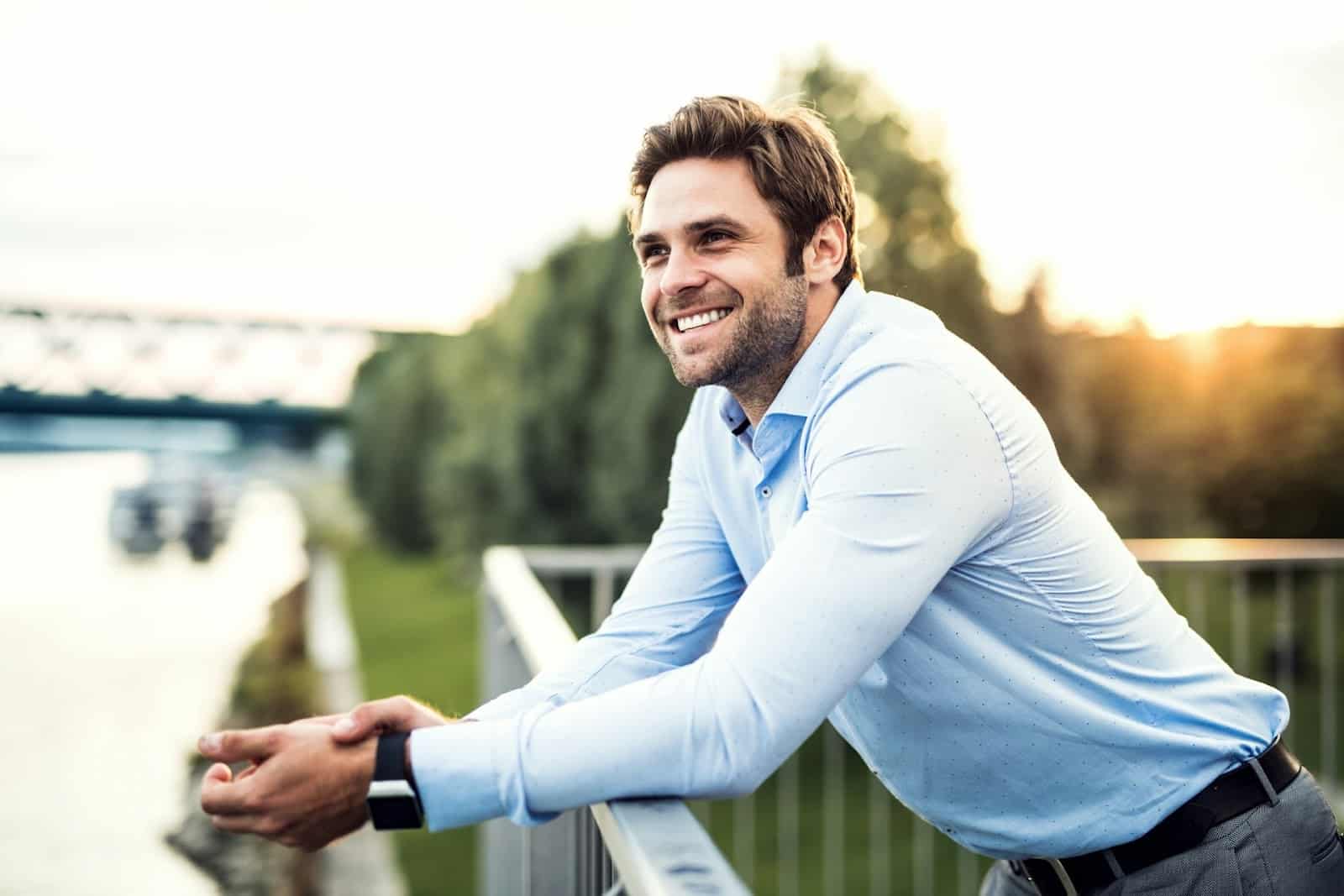 man confident outdoors