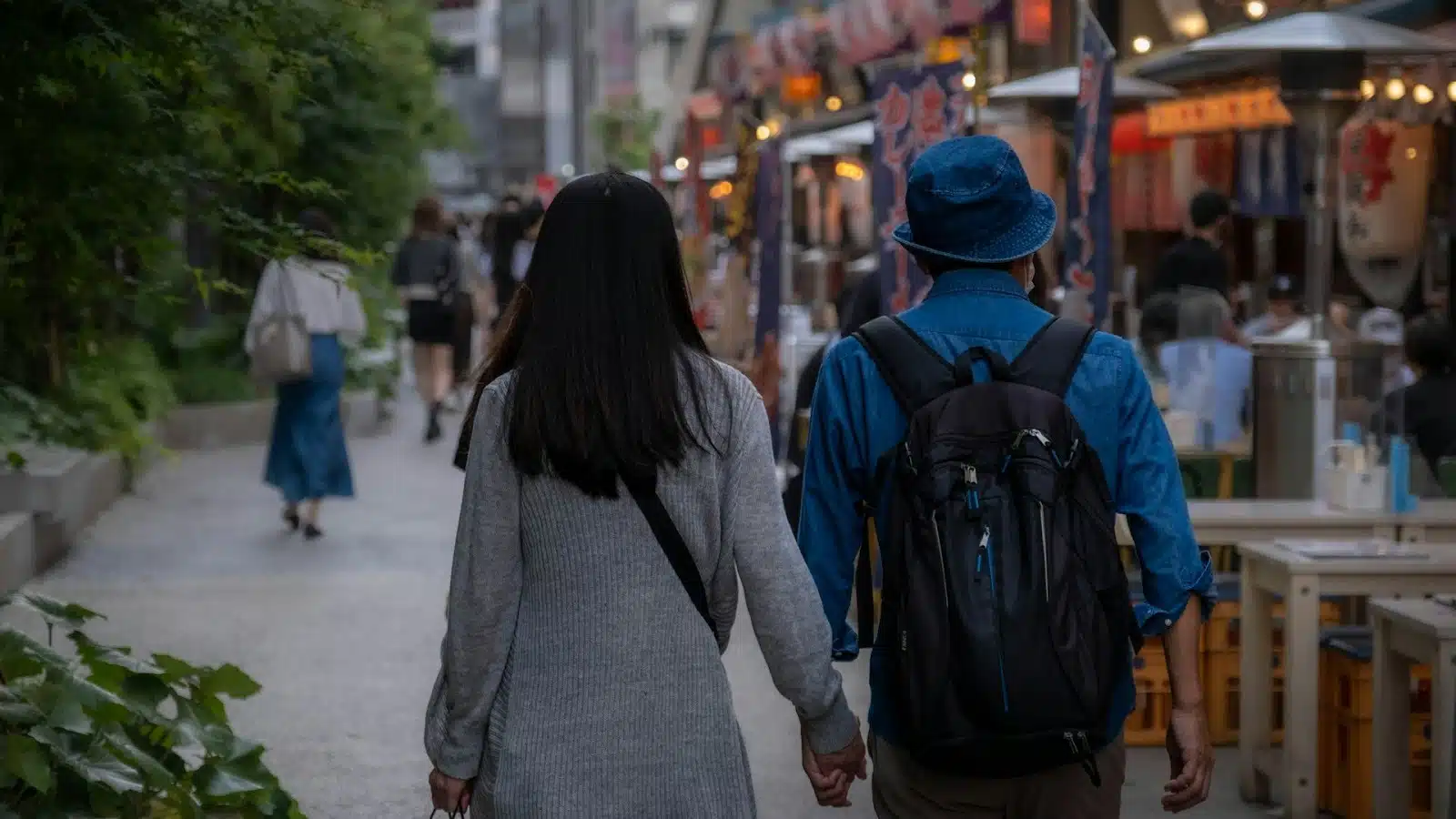 couple walking city