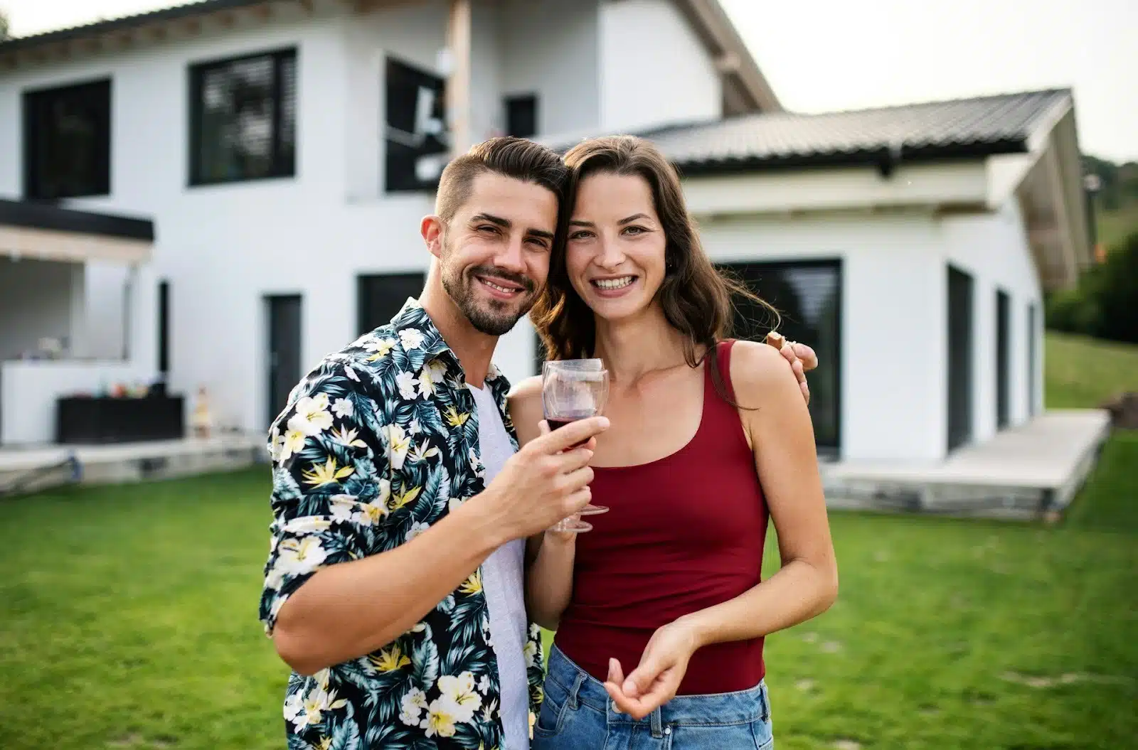 couple smiling outdoors