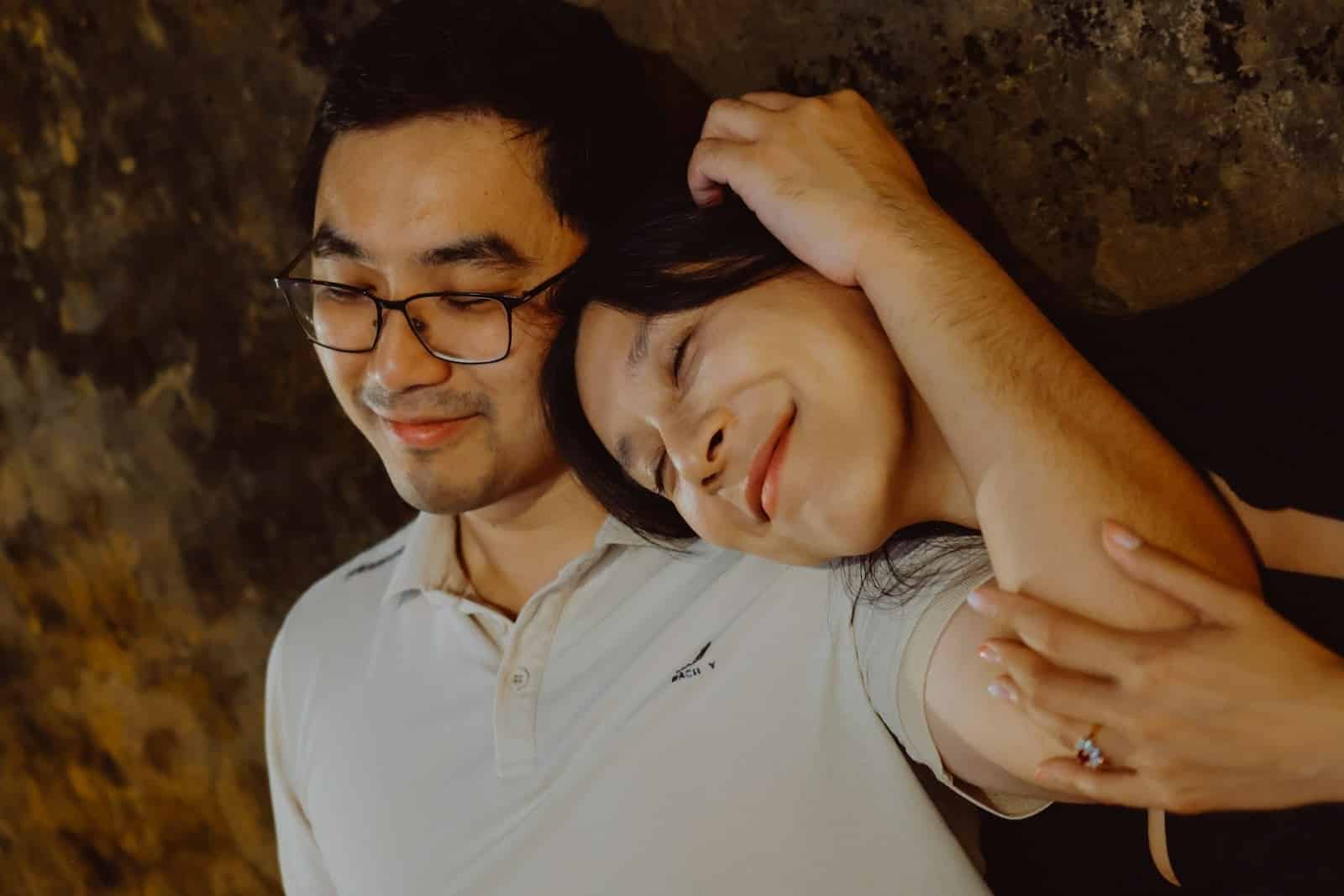 couple comforting each other