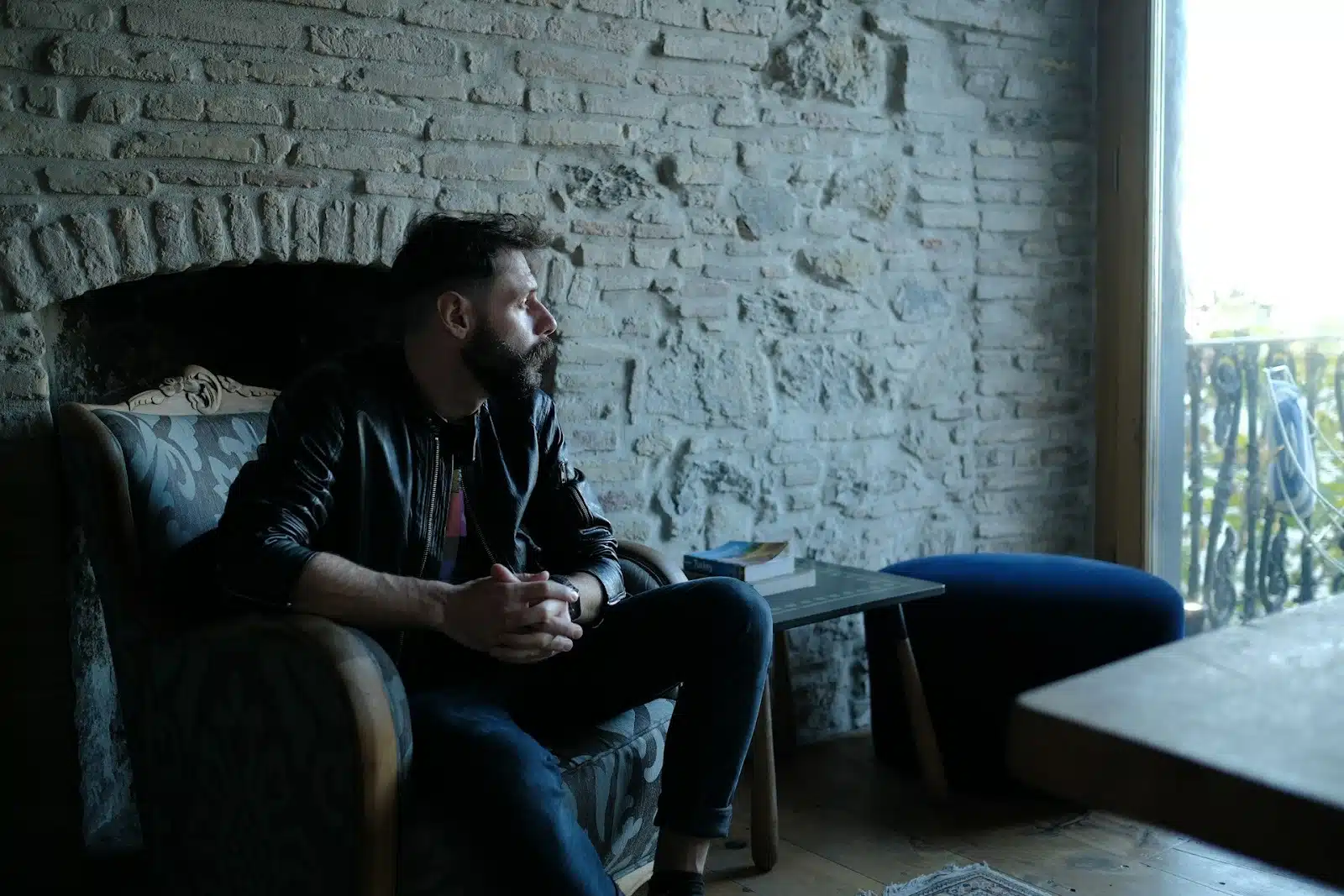 thoughtful man indoors