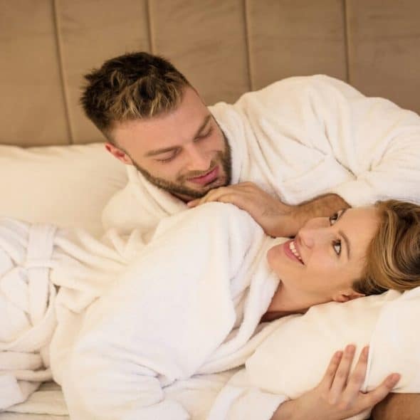 A couple on a hotel getaway