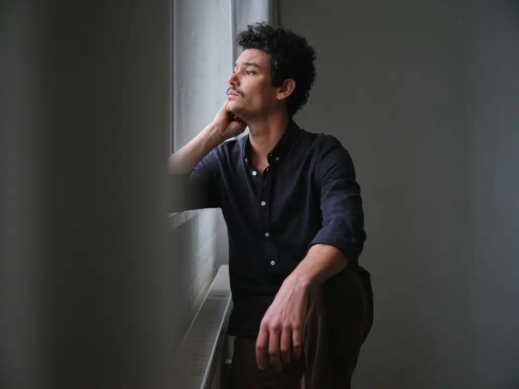 thoughtful man indoors