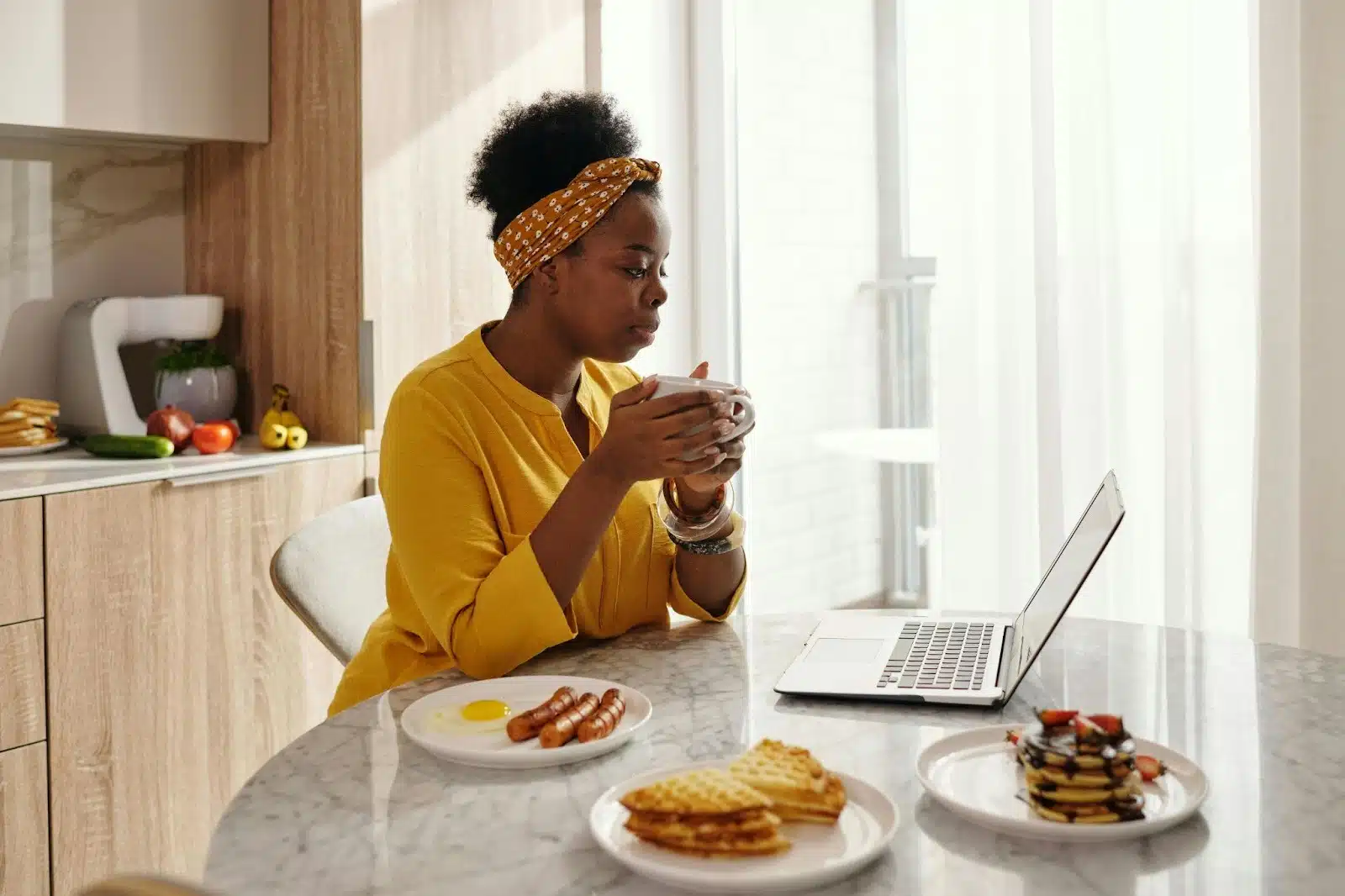 Woman looking at the laptop