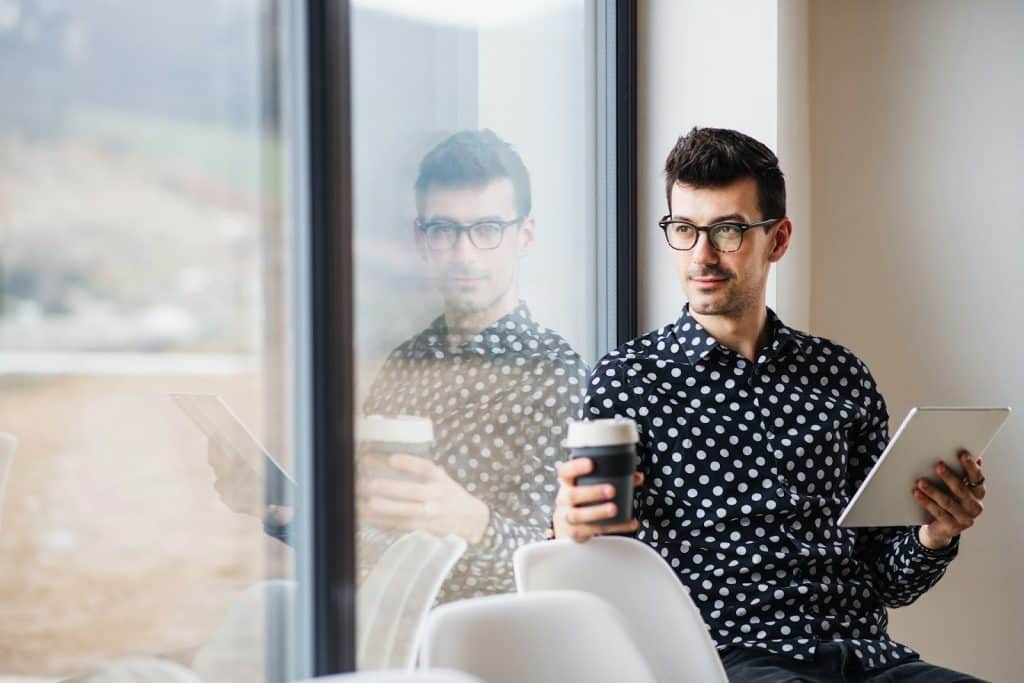 man thoughtful indoors