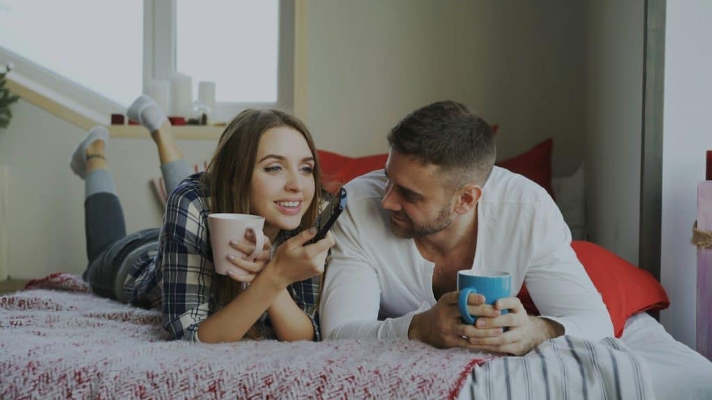 couple relaxed coffee