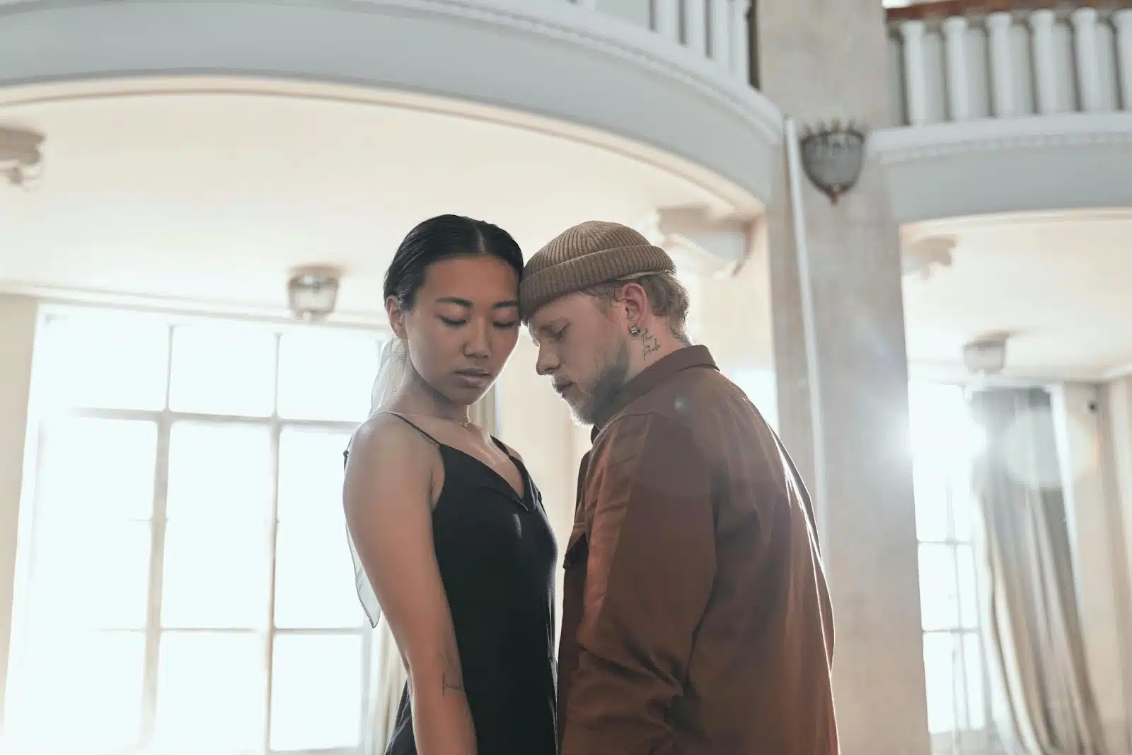 A man and woman close to each other