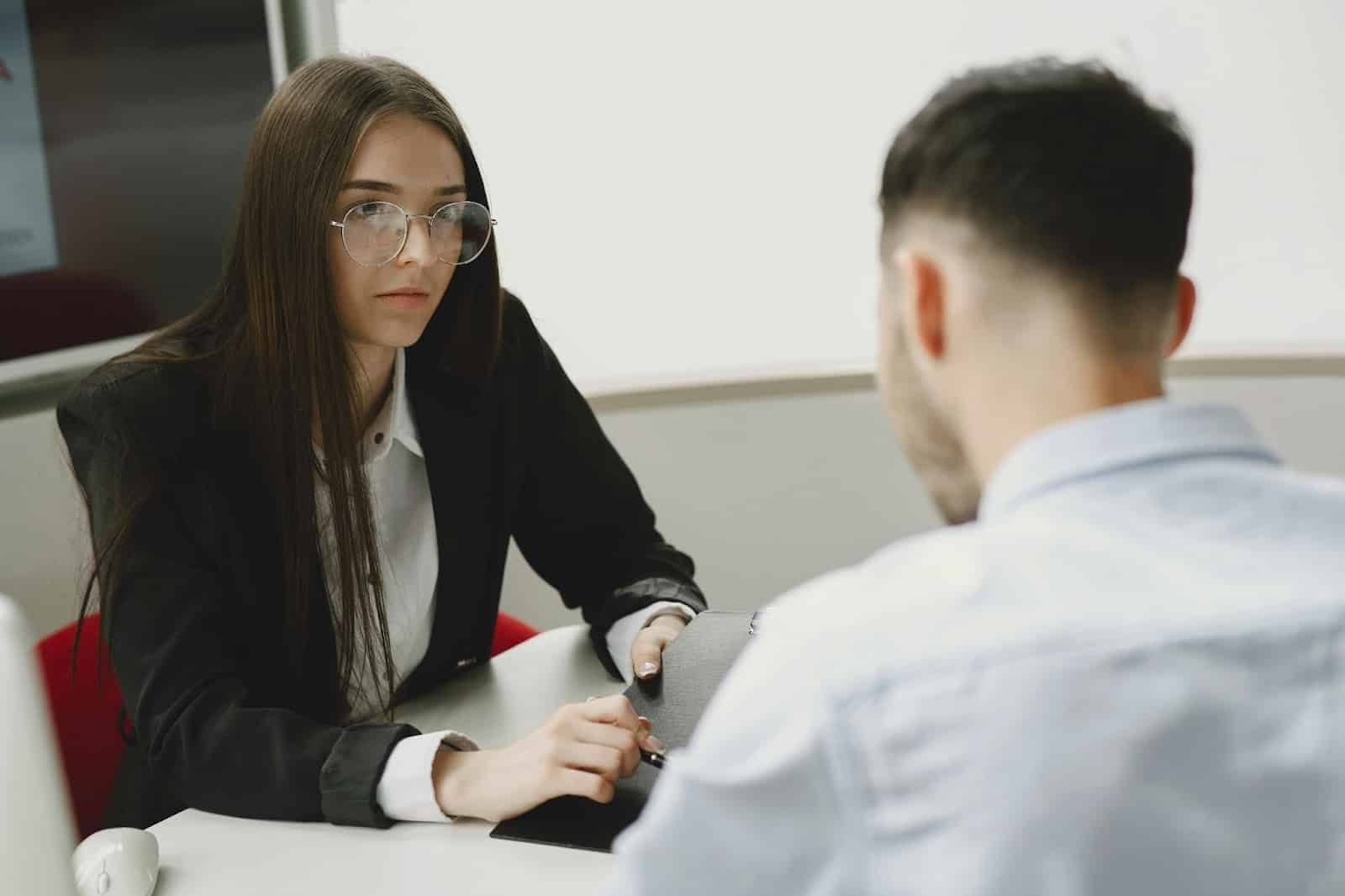 Woman looking at the man