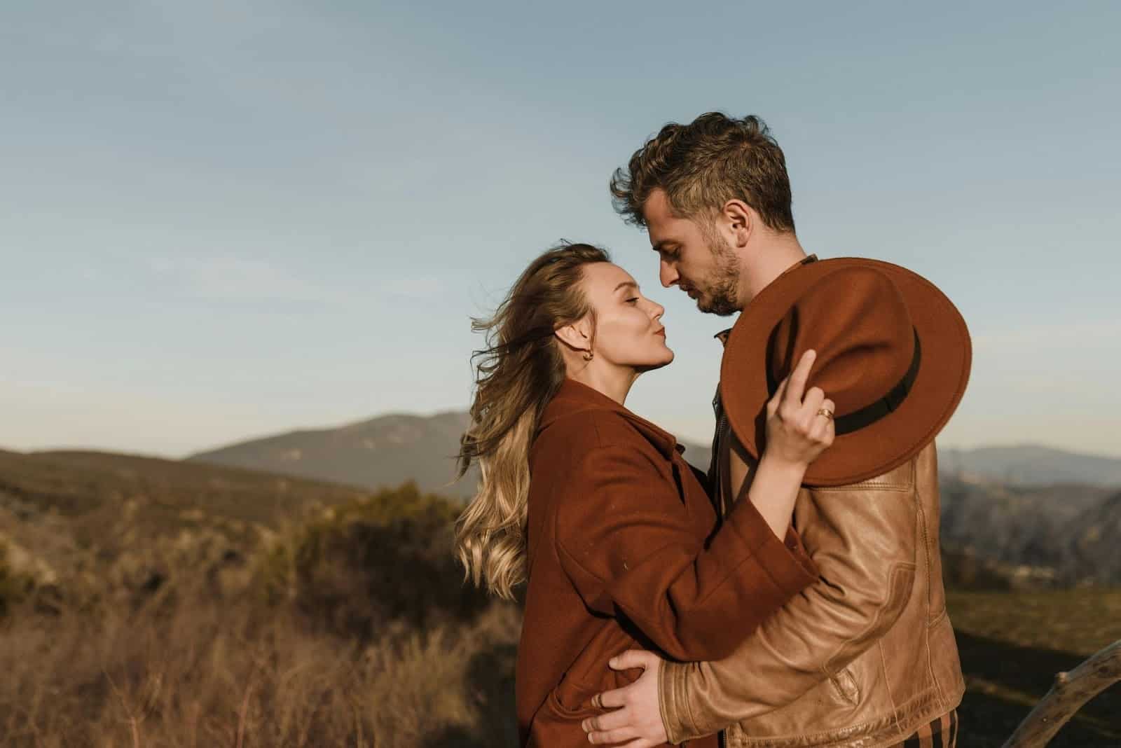 Couple facing each other