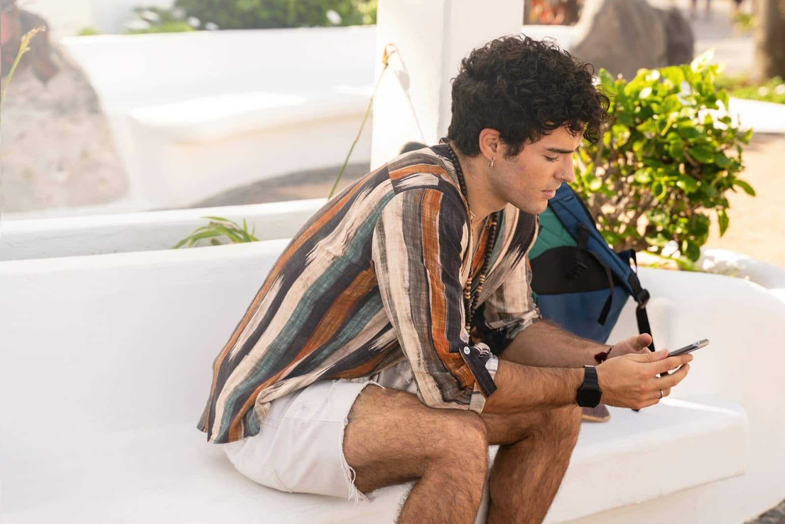 man checking phone