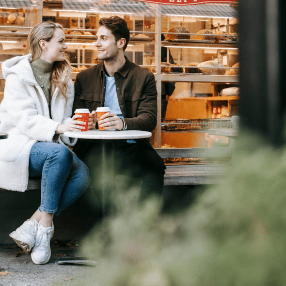 A couple looking at each other