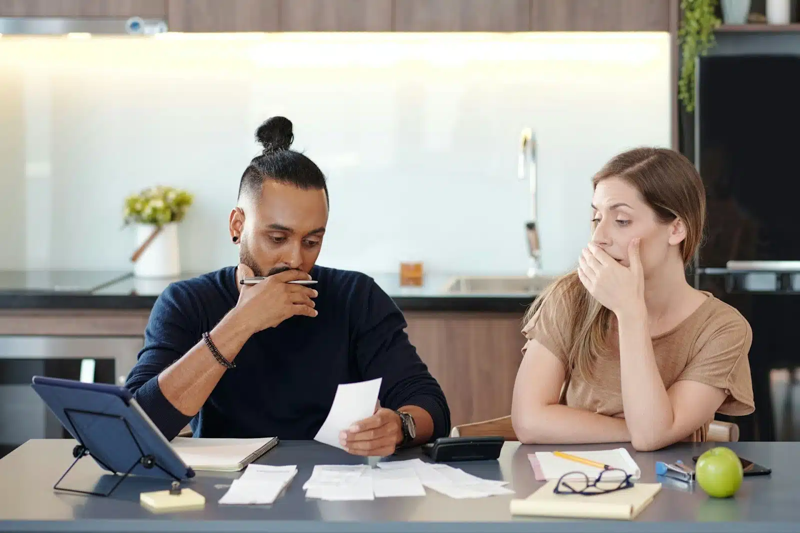 couple reviewing bills