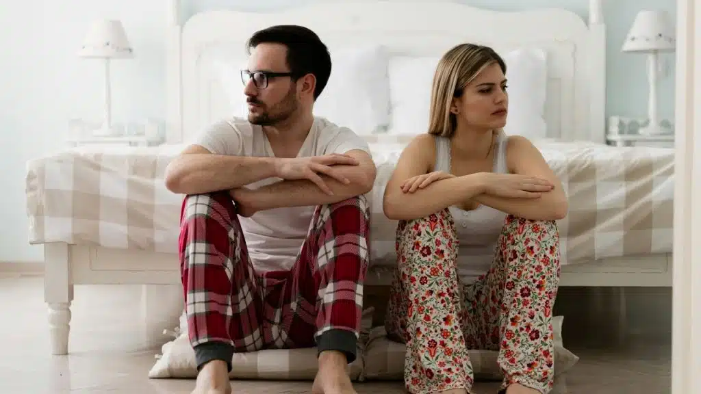 A man and a woman are not talking to each other