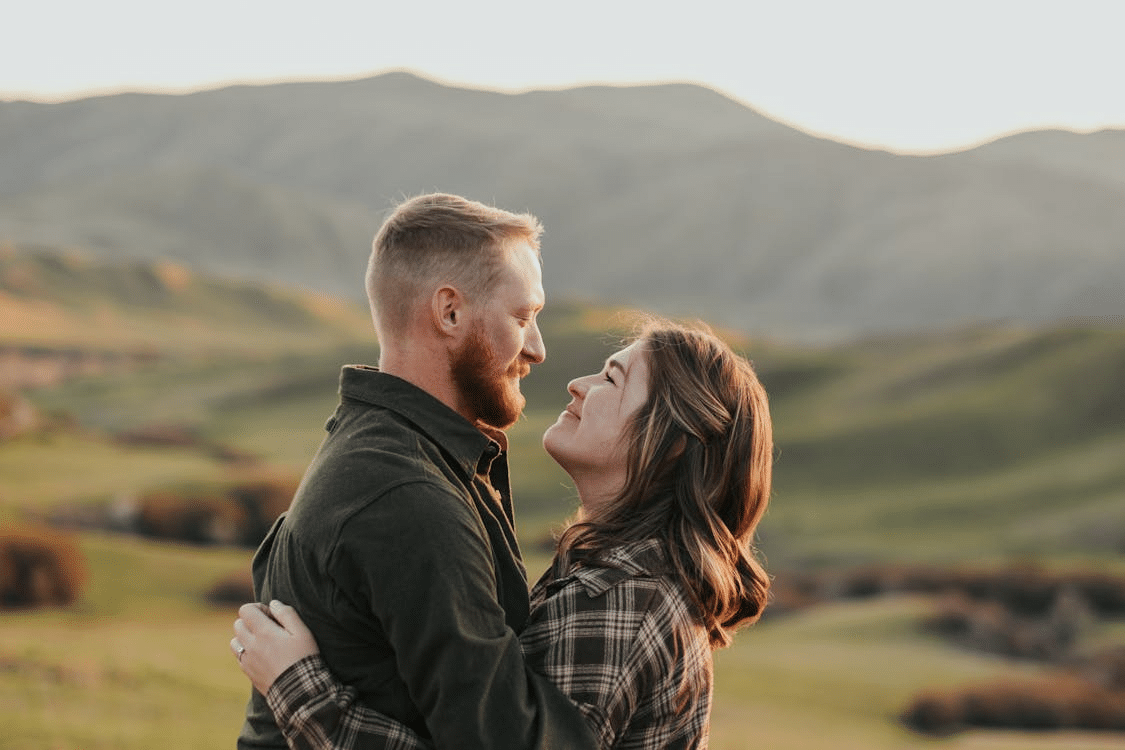 A couple hugging in nature