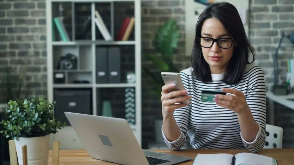A woman shopping online