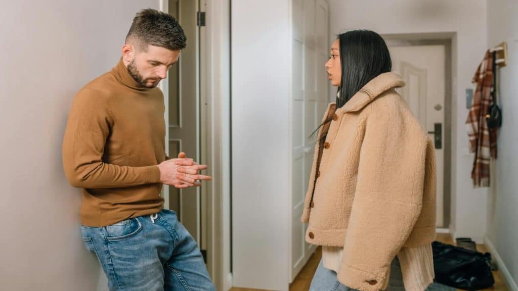 A woman angry at her husband