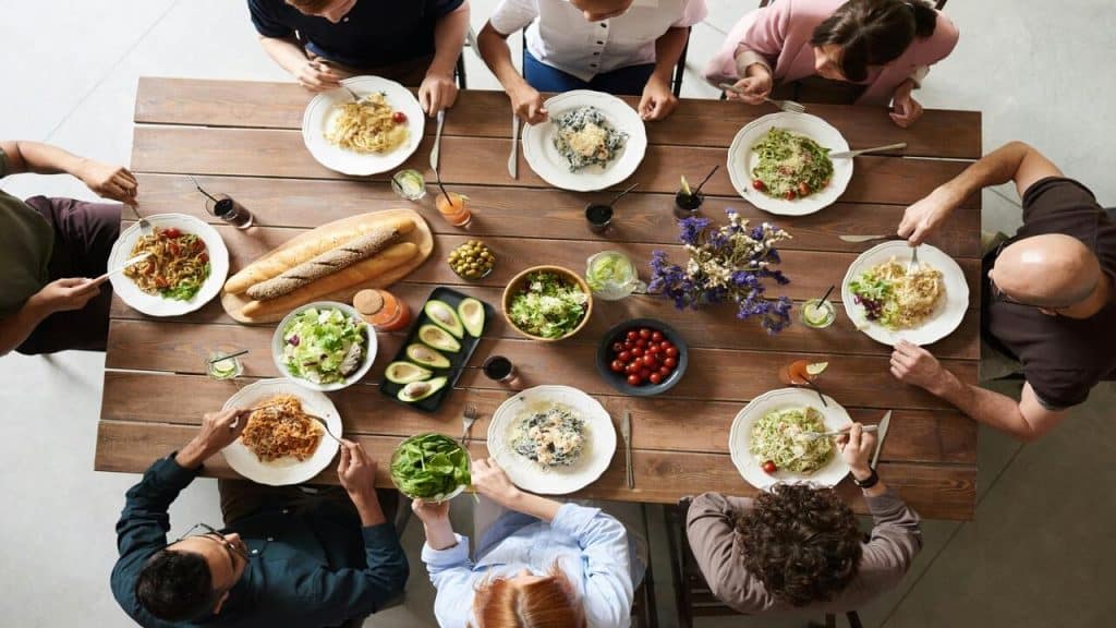 Friends having lunch together