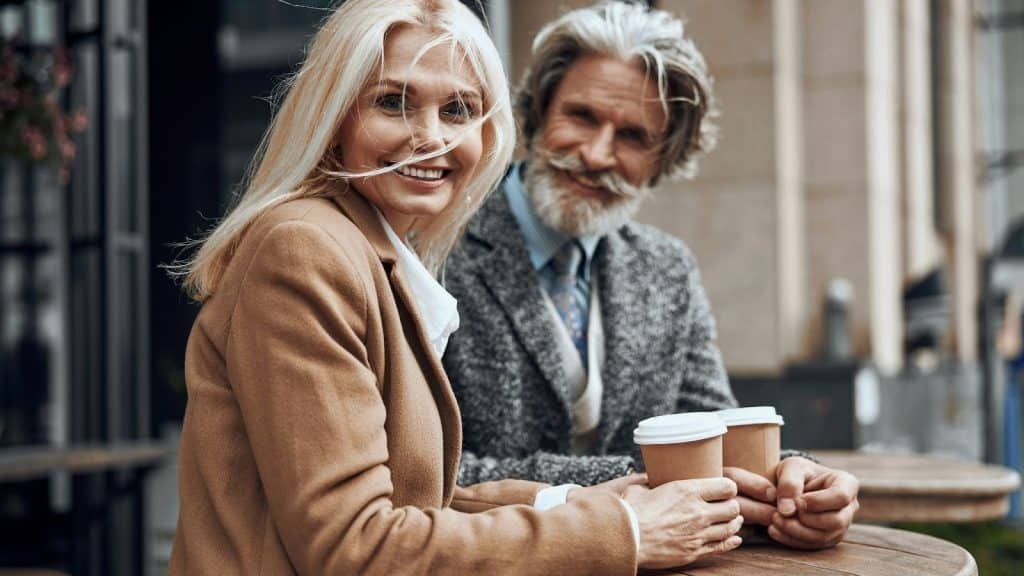 A man and woman having a coffee