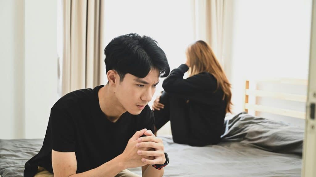 A man leaving a woman
