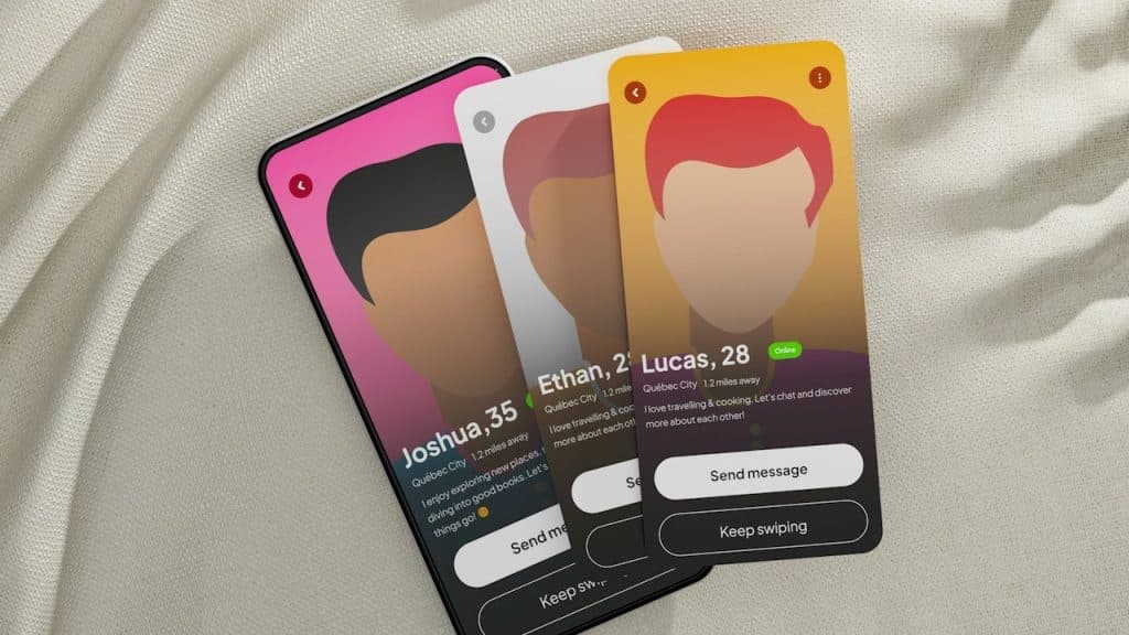 Multiple screens with profiles of different people.
