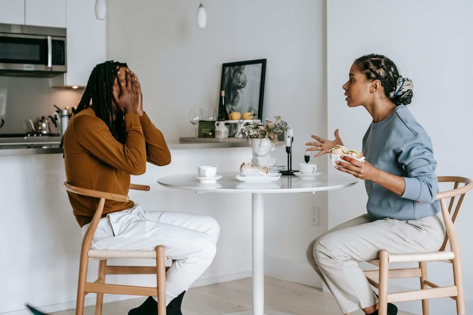 A man and woman arguing