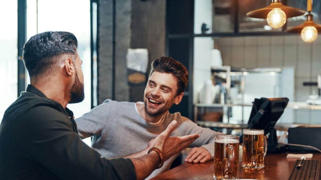 A man happy with his friend