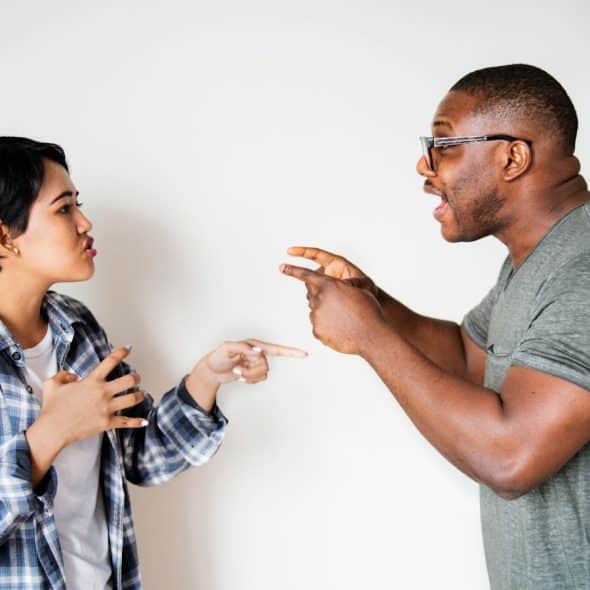 A man and a woman arguing