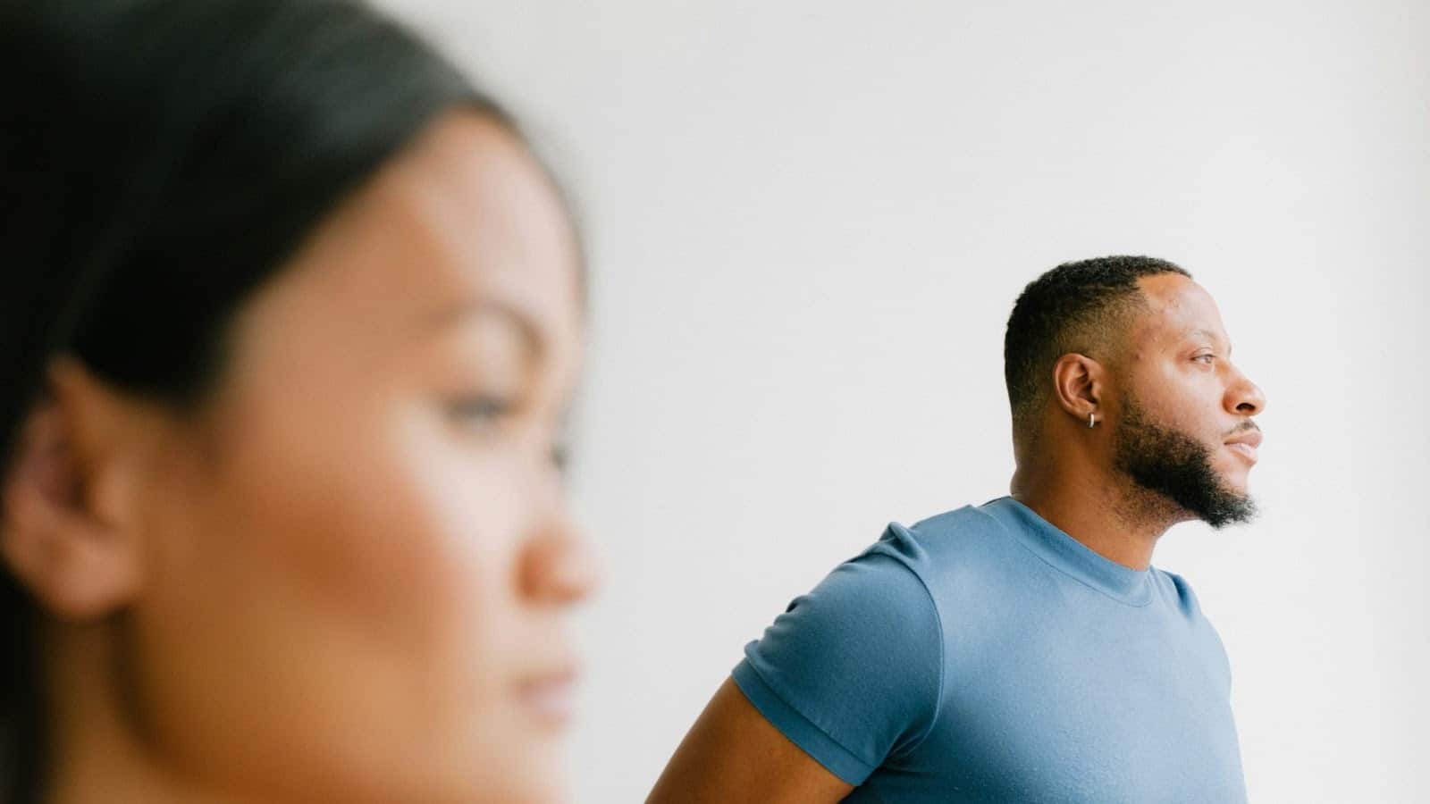 A man avoiding a woman