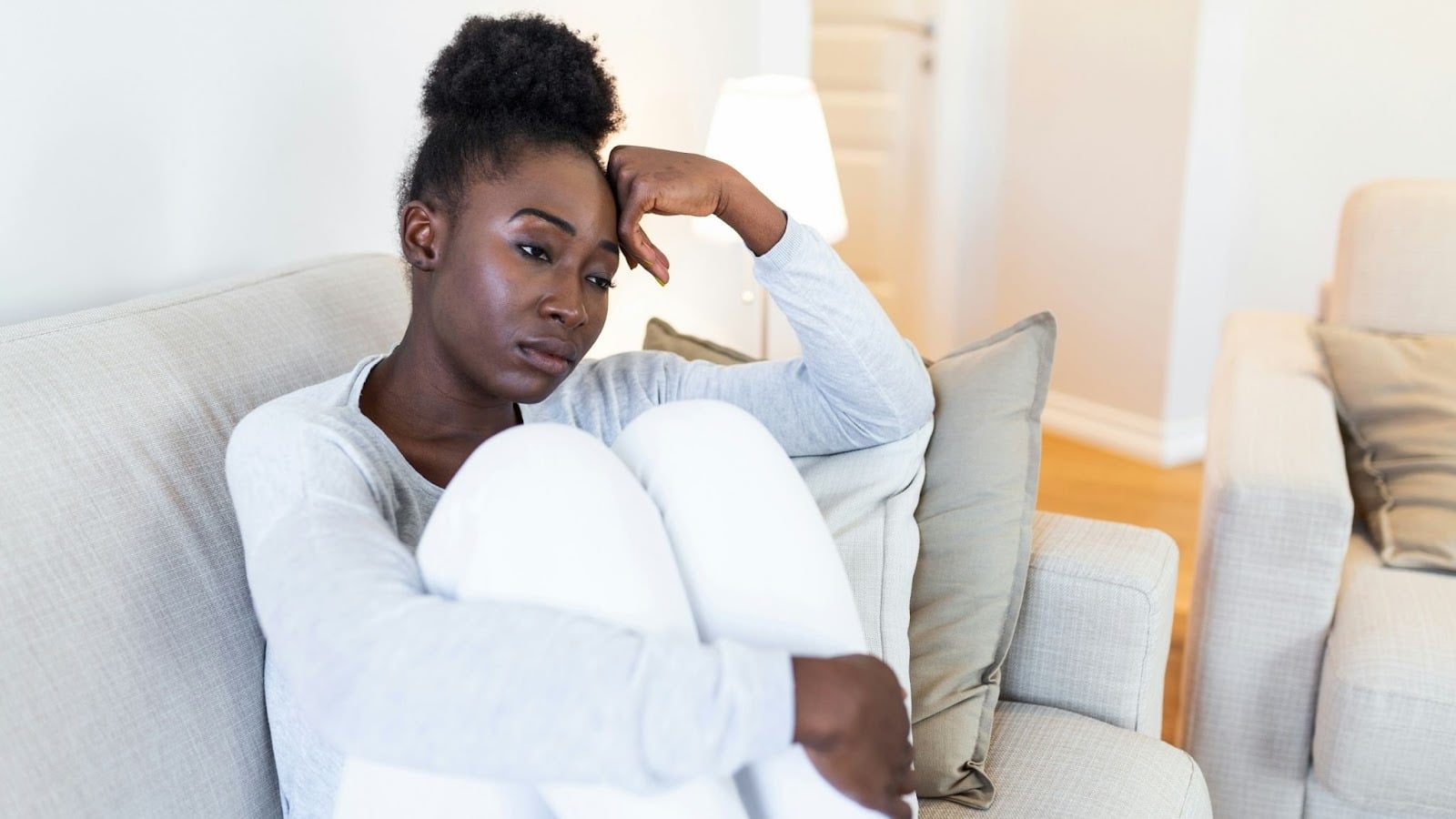 A woman feeling down