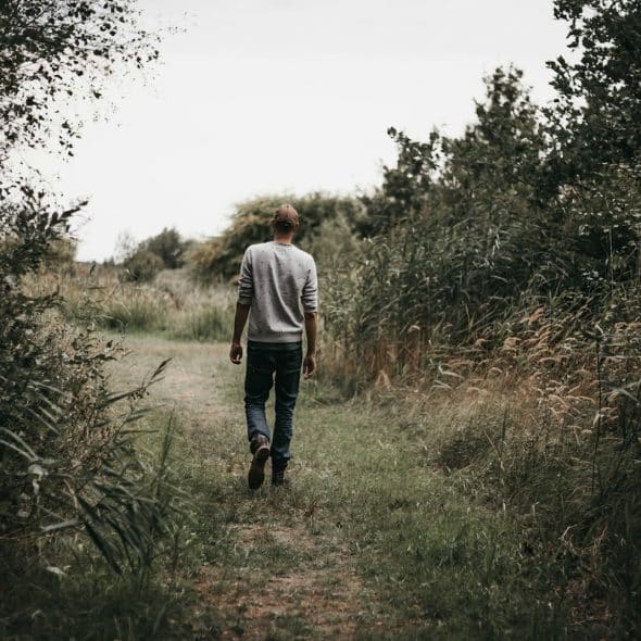 man walking away