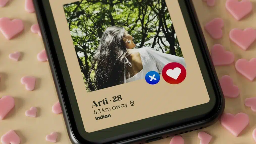 A cell phone with a picture of a woman on it.