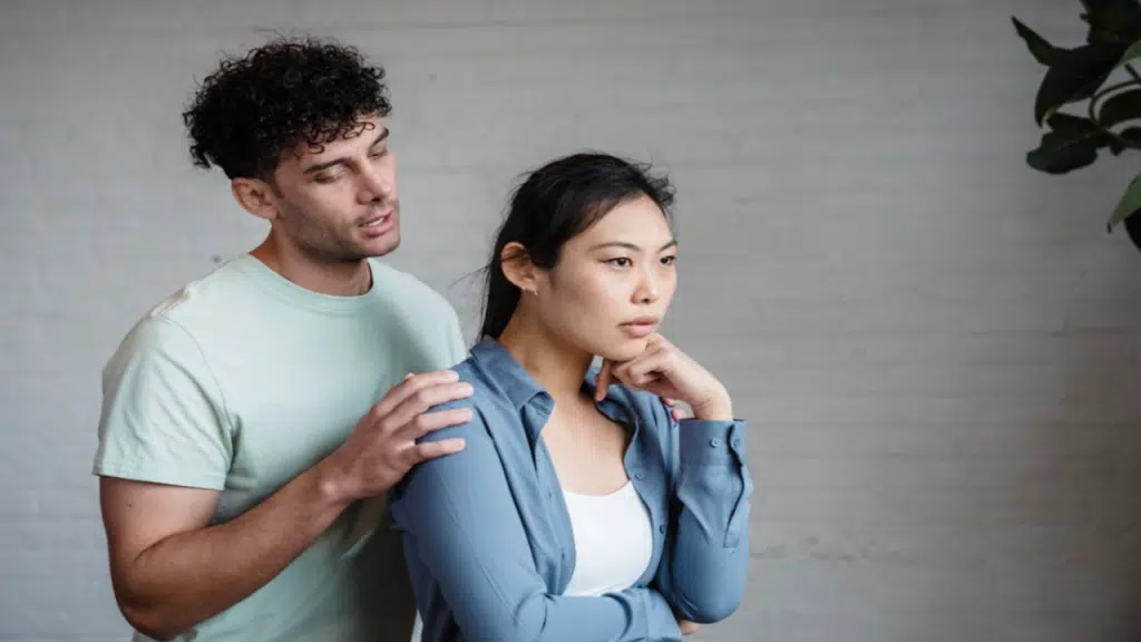 A woman ignoring her husband