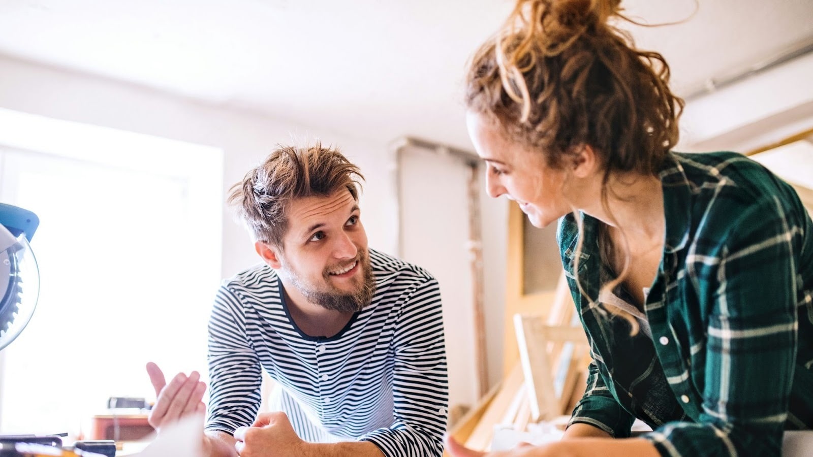 A man and woman having a conversation