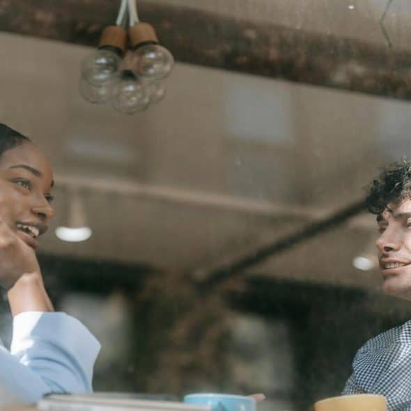 A couple on a first date