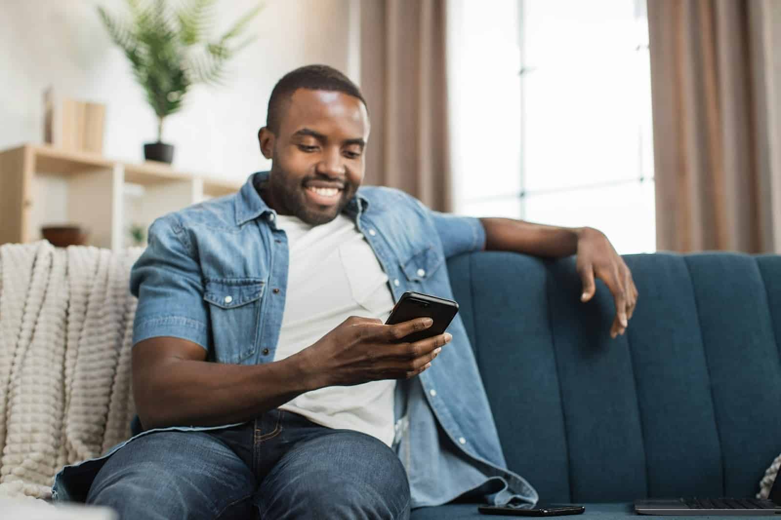 man sitting happily