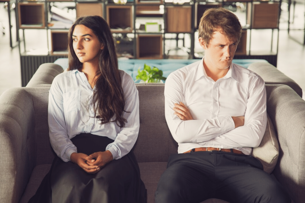 Resentful couple looking away from each other