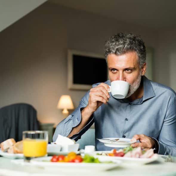 man eating alone