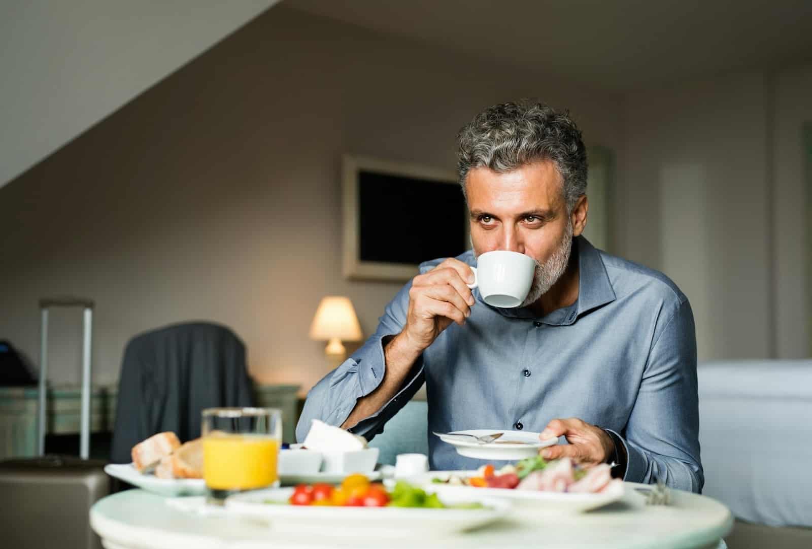 man eating alone