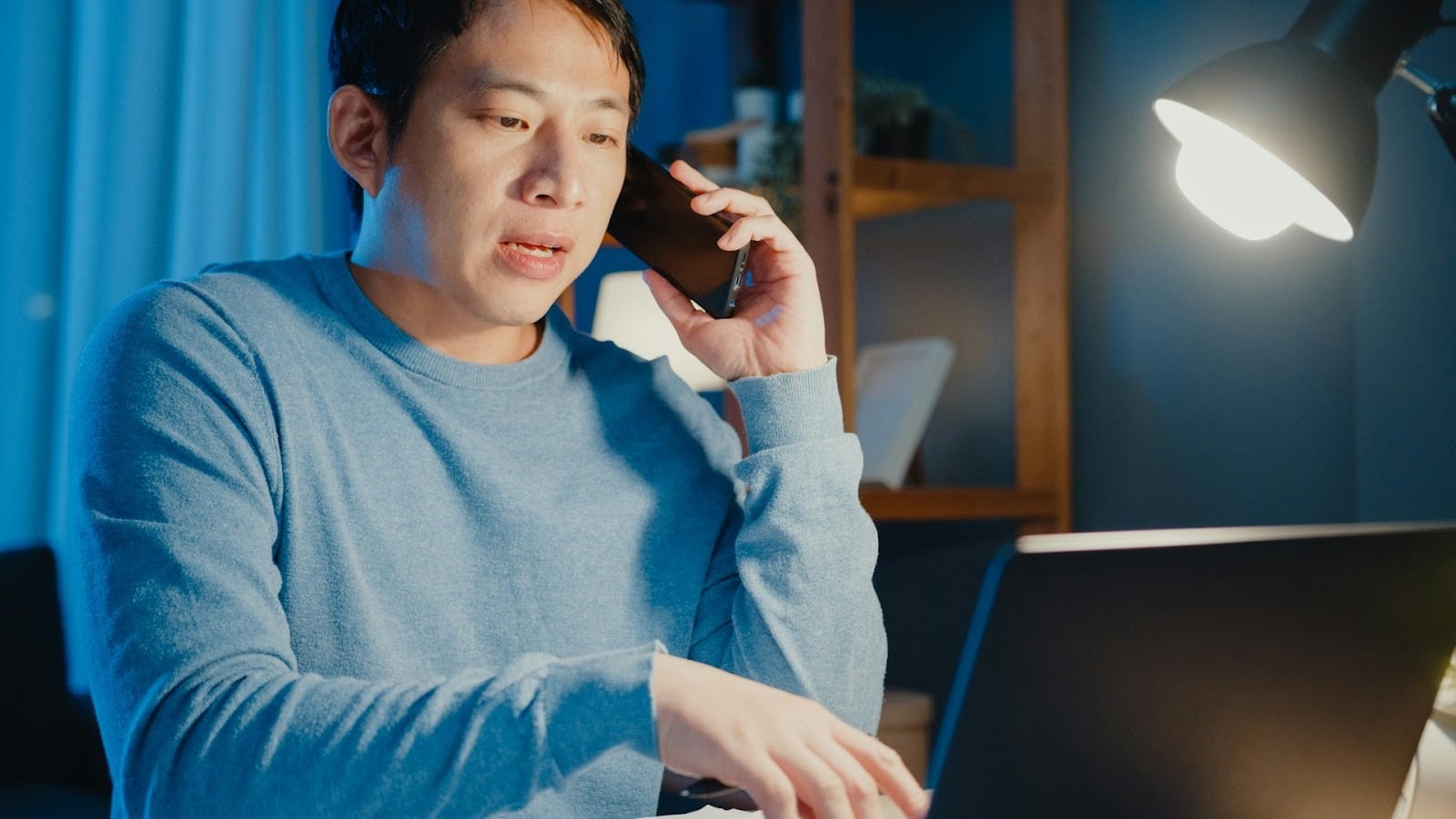busy man working desk
