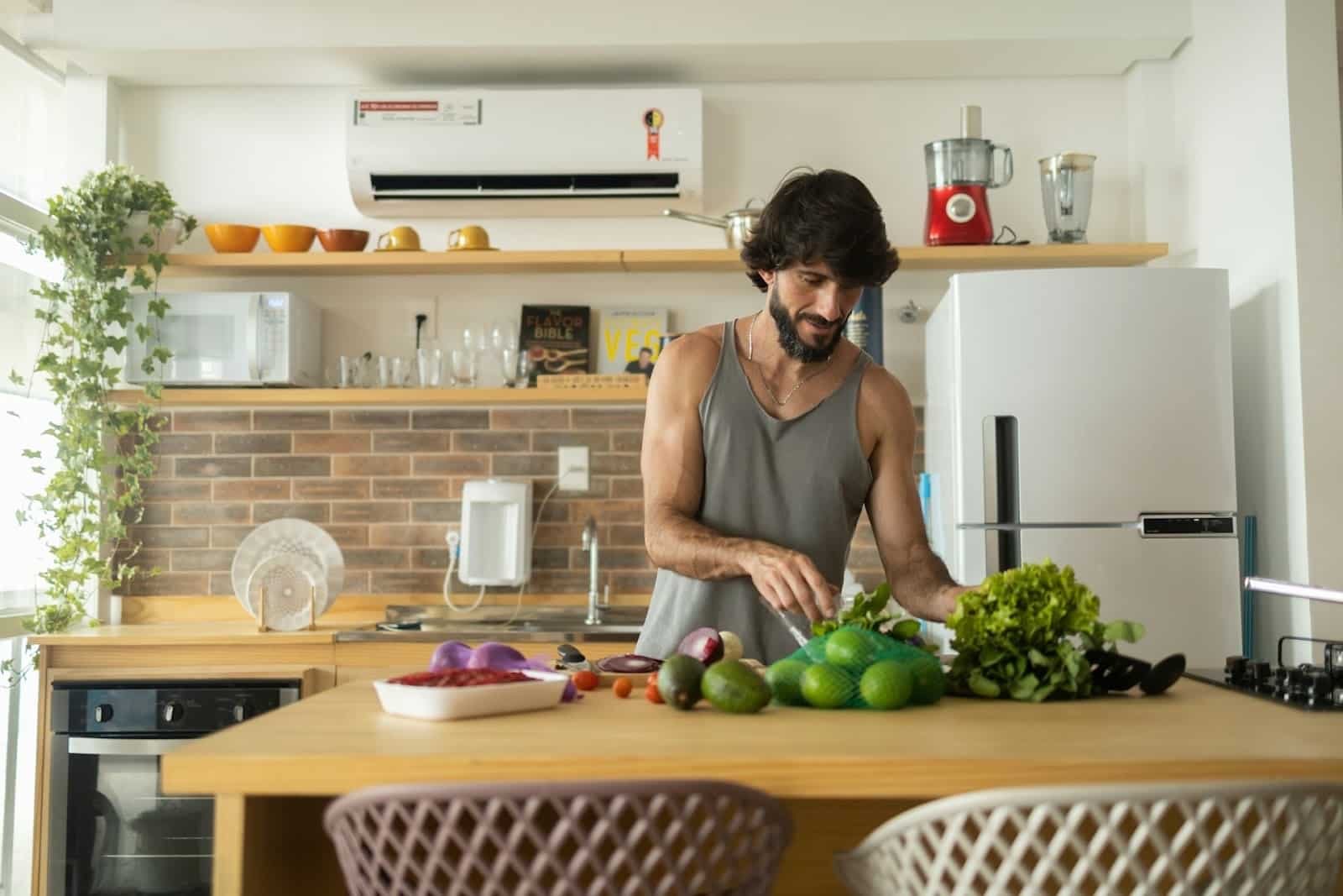 man daily routine kitchen