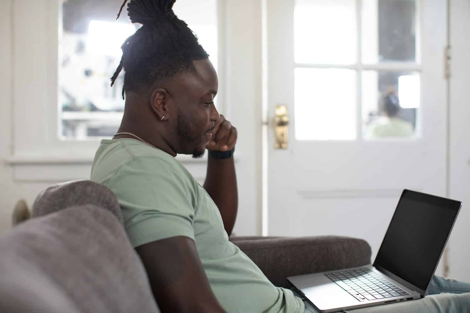man focused monitor