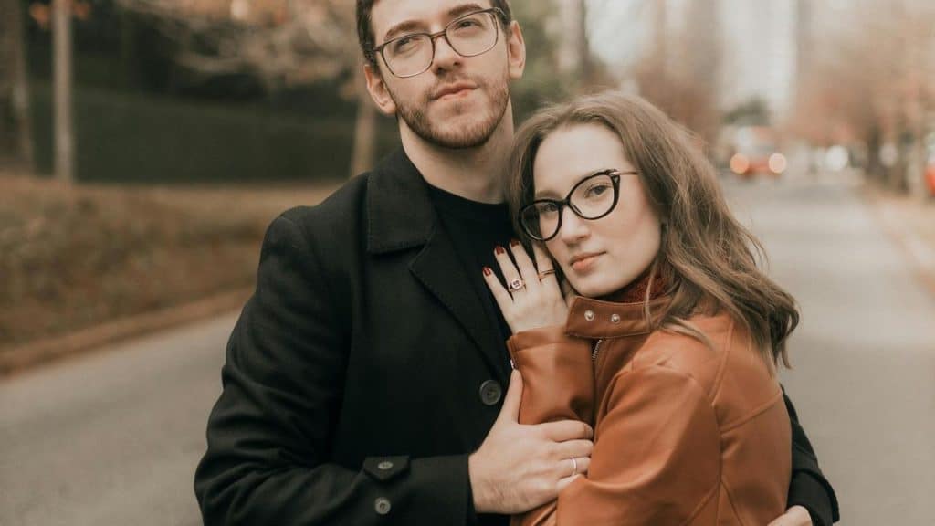 A couple embracing