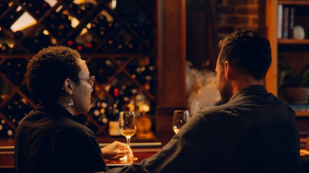 A man and woman having a date night