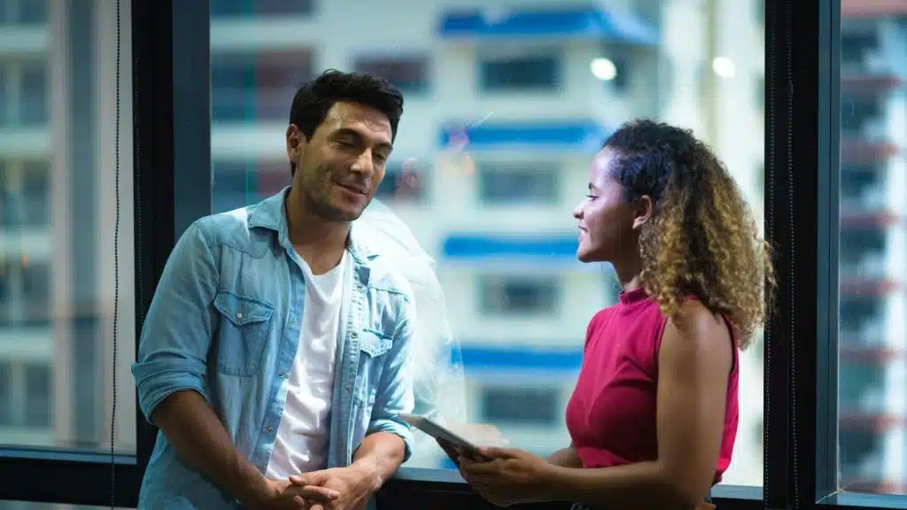 A man and woman being casual