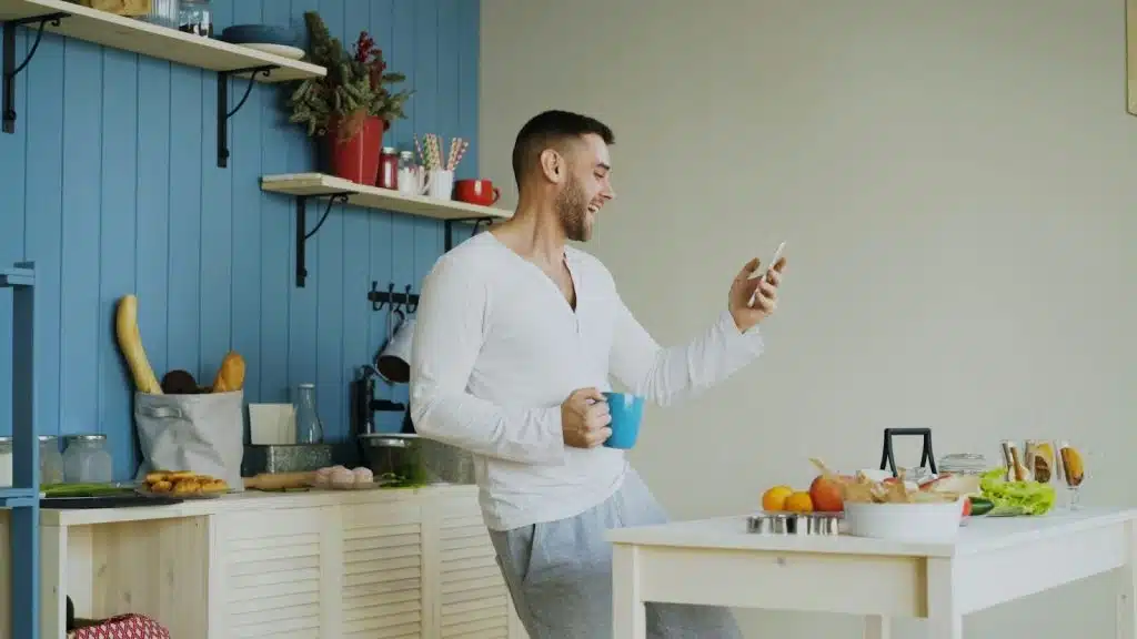 A man alone with his phone