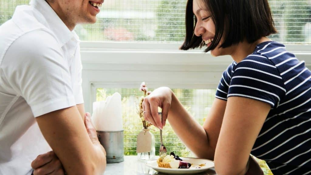 A man flirting with woman