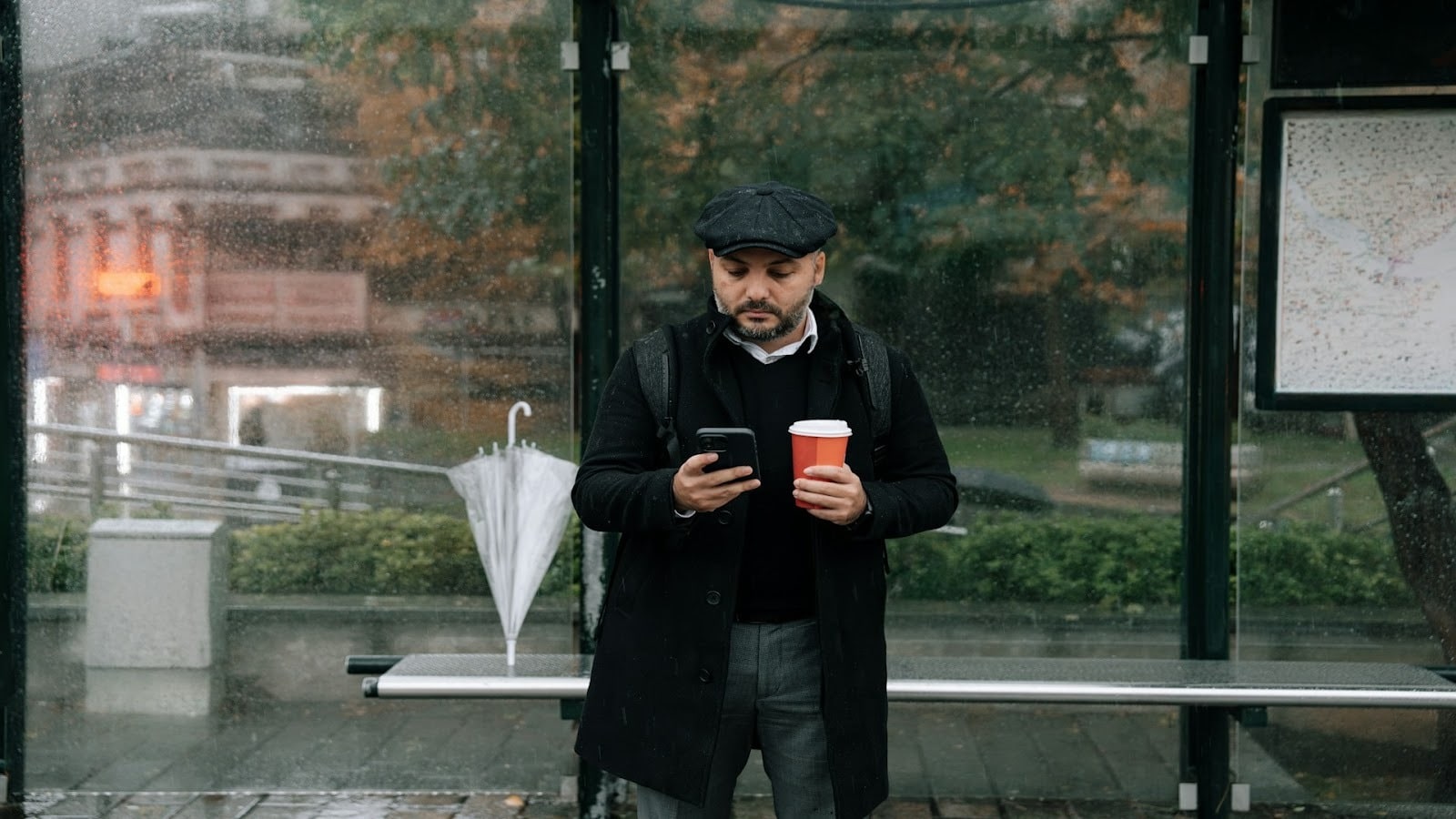 man using smartphone near partner