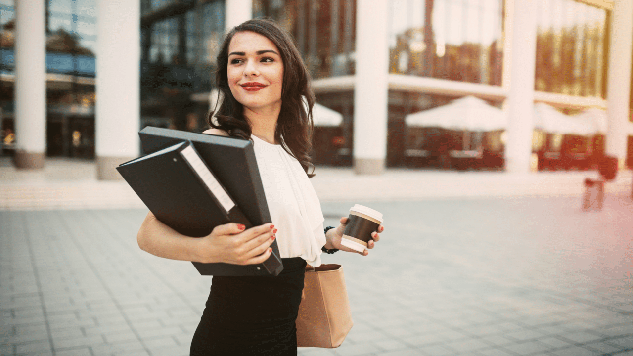A businesswoman on her way to work