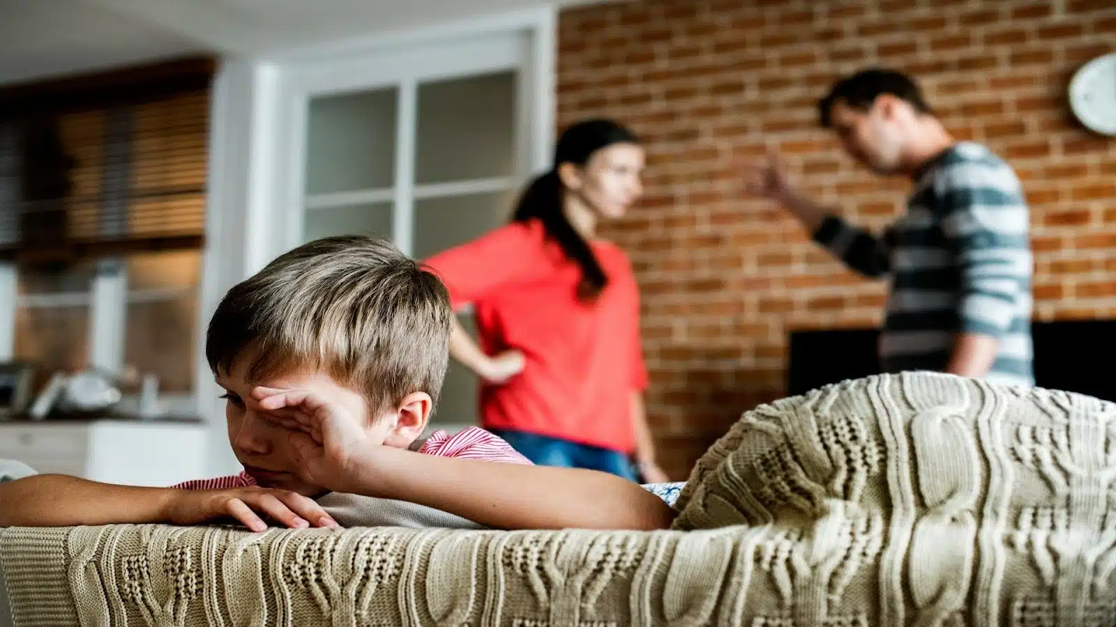 family arguing at living room
