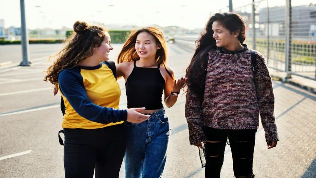group of friends talking together
